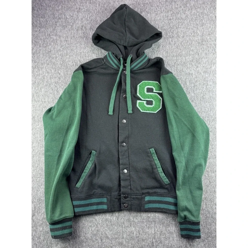 Harry Potter‎ Slytherin Hoodie Varsity Letterman Jacket Green Black Size Small